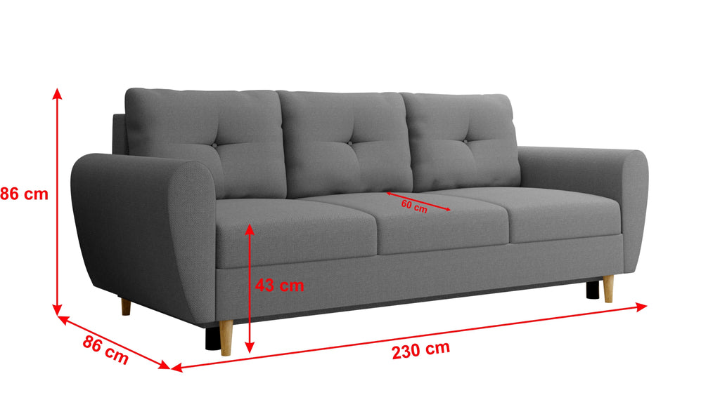 Canapé 3 places KLARA Convertible scandinave
